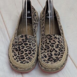 Ariat Espadrille Cheetah Loafers Slip On Women Brown and White Size 7.5